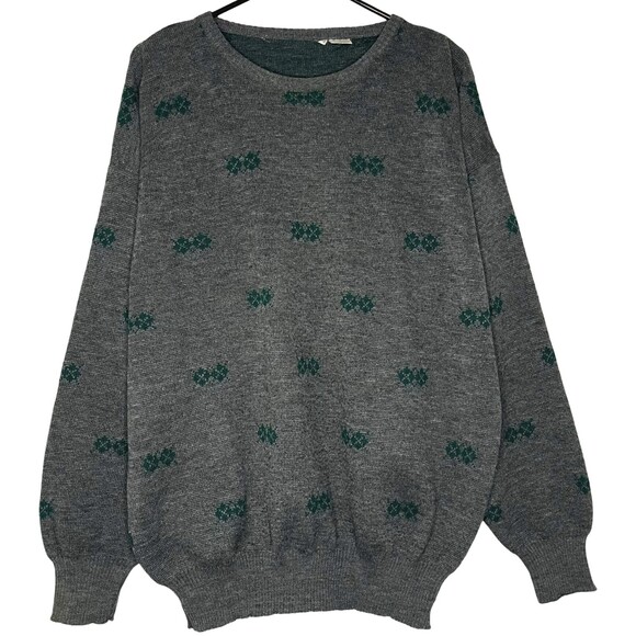 Marshall Field's Other - VTG Marshall Field Italian Wool Sweater Men 52 Large Gray Argyle Long Sleeve 80s